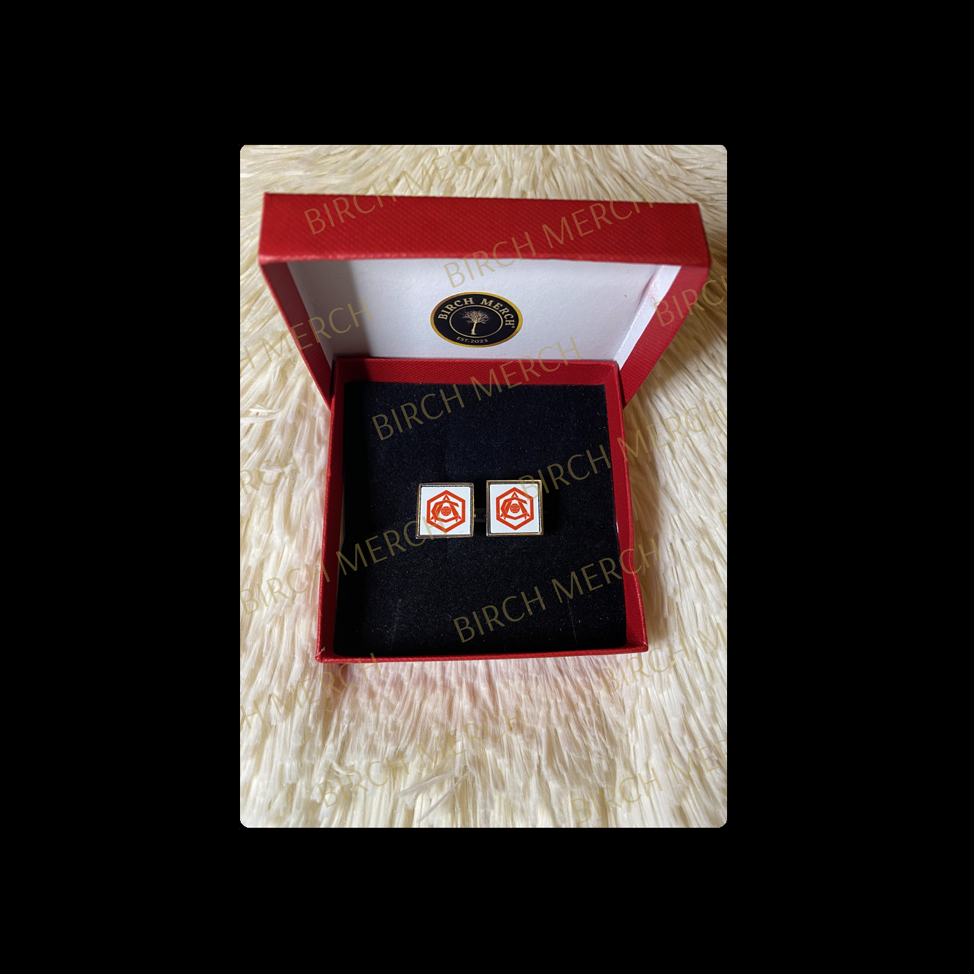 Arsenal Red & White 1936-1949 Badge Square Chrome Cufflinks 17mm