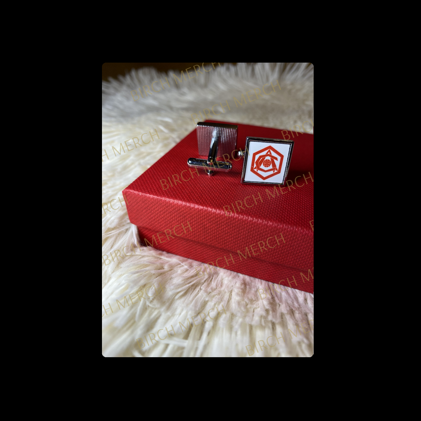 Arsenal Red & White 1936-1949 Badge Square Chrome Cufflinks 17mm