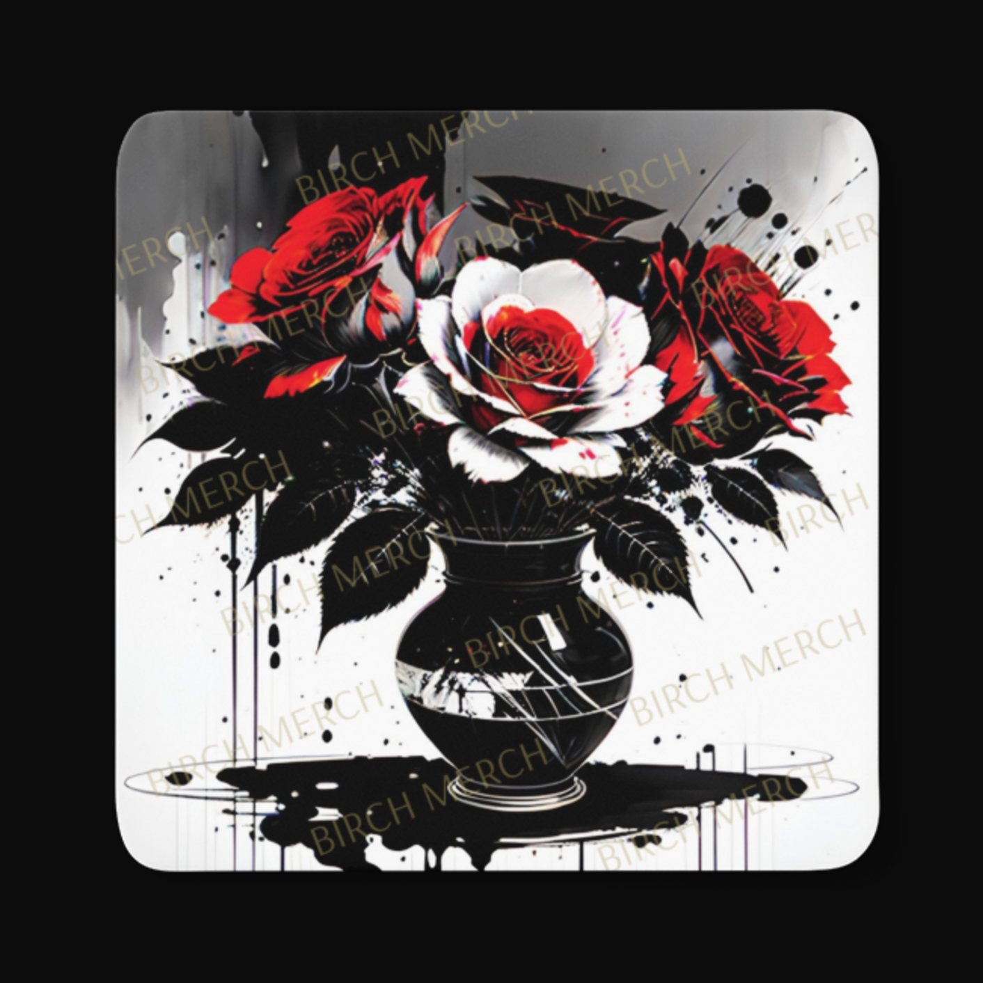 Roses Square 4 Coaster Set 9cm x 9cm