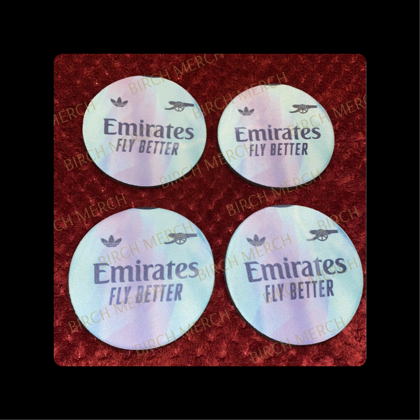Arsenal 2024/25 3rd Kit Round Rubber Backed 4 Coaster Set 10cm