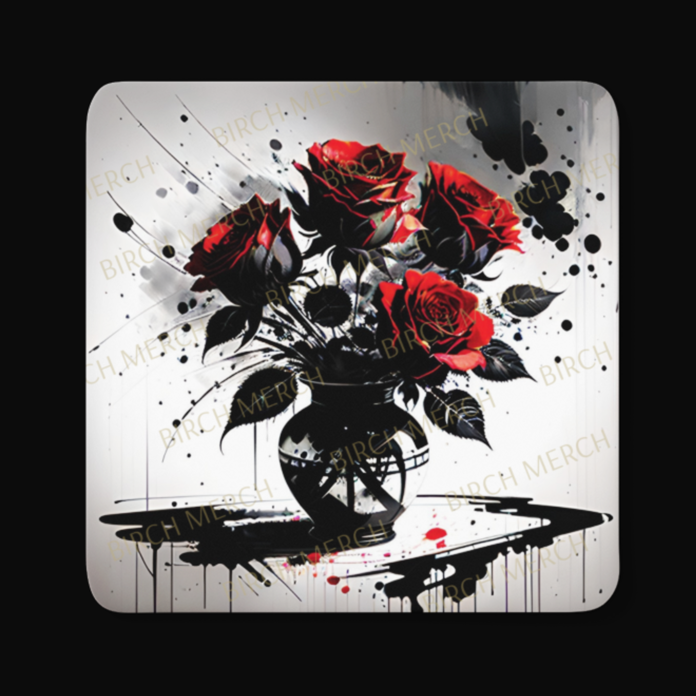 Roses Square 4 Coaster Set 9cm x 9cm
