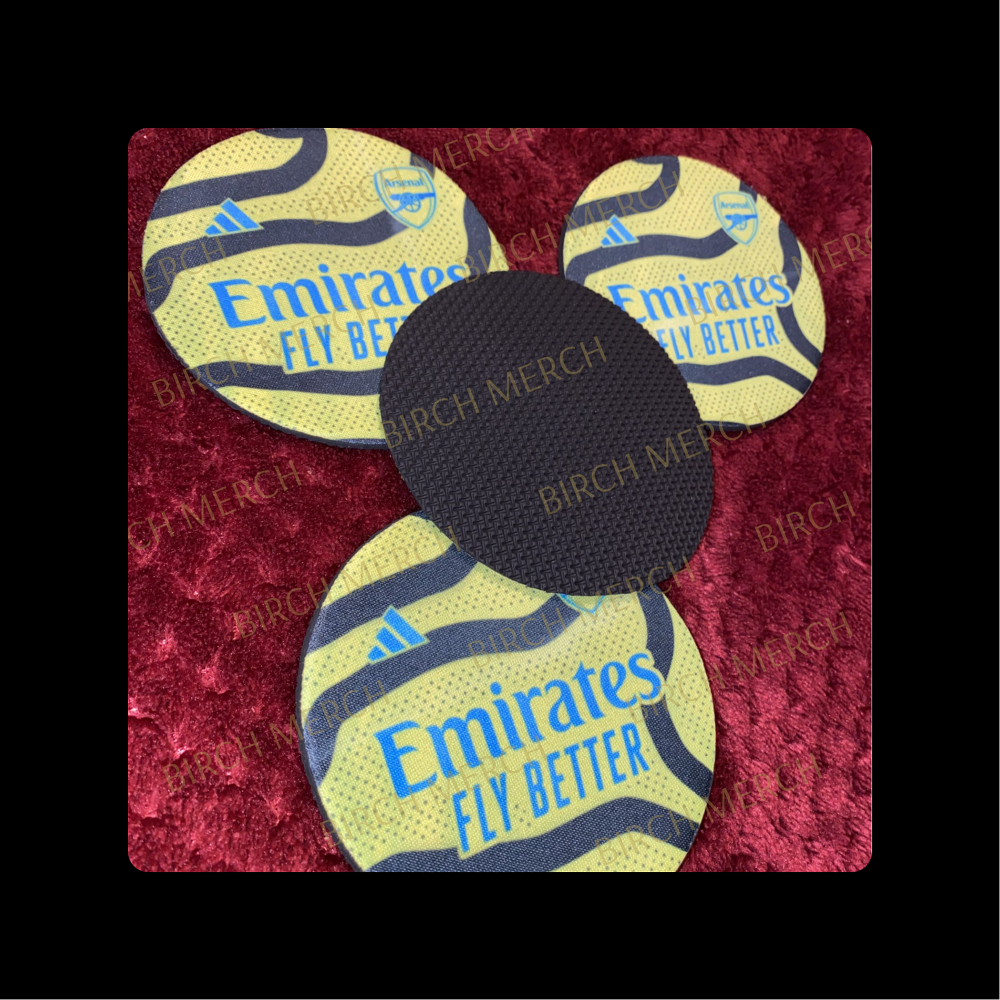 Arsenal 2023/24 Away Kit Round Rubber Backed 4 Coaster Set 10cm