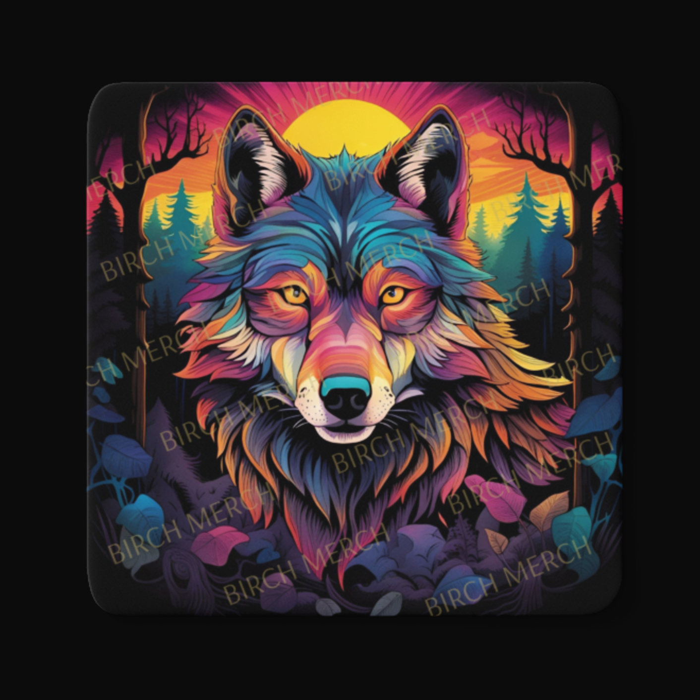 Wolf Square Coaster 9cm x 9cm Design 4
