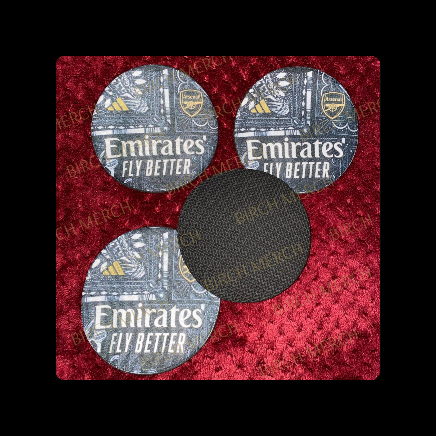 Arsenal 2023/24 Ian Wright Pre Match Kit Round Rubber Backed 4 Coaster Set 10cm