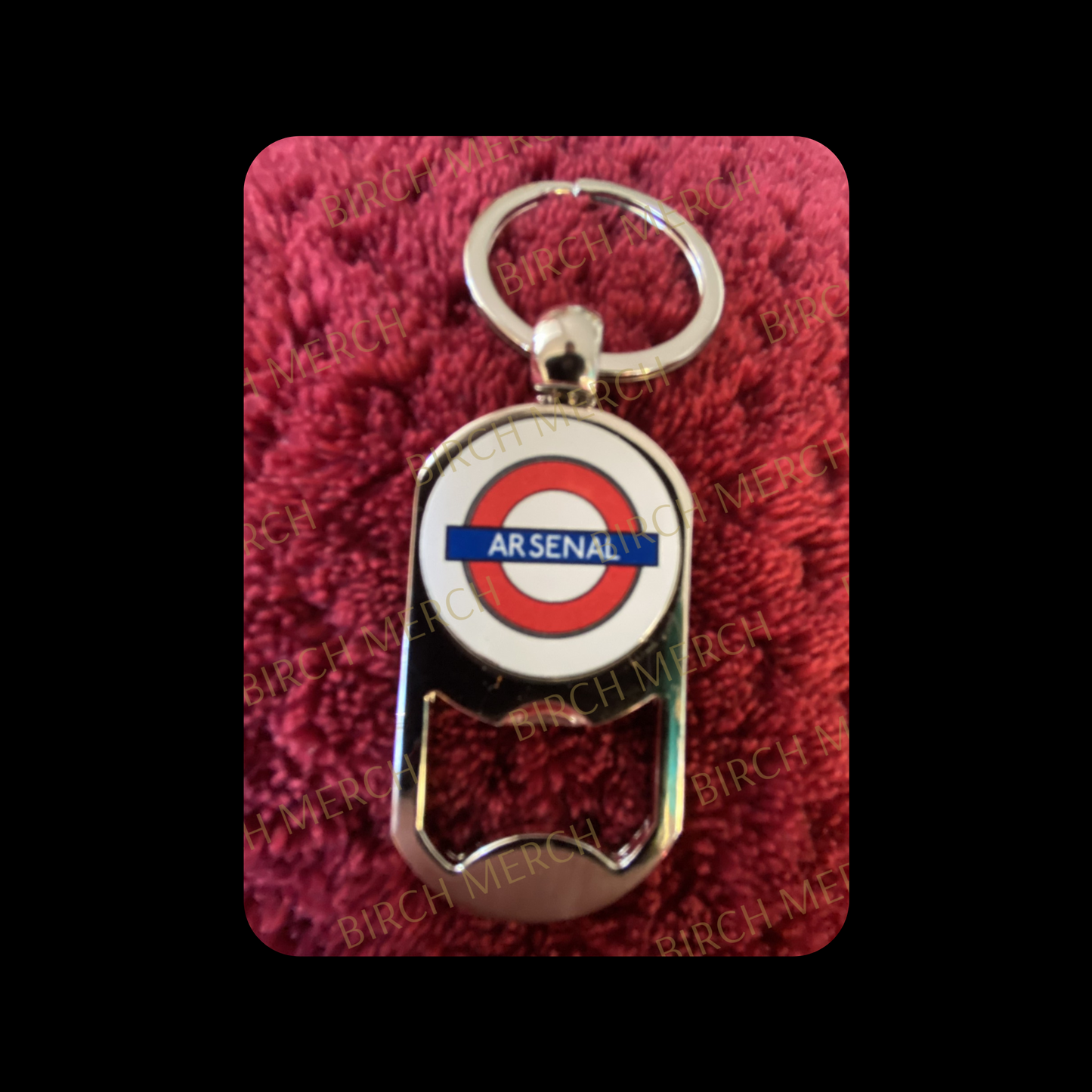 Arsenal Tube Sign Metal Keyring Bottle Opener 5cm x 2.7cm