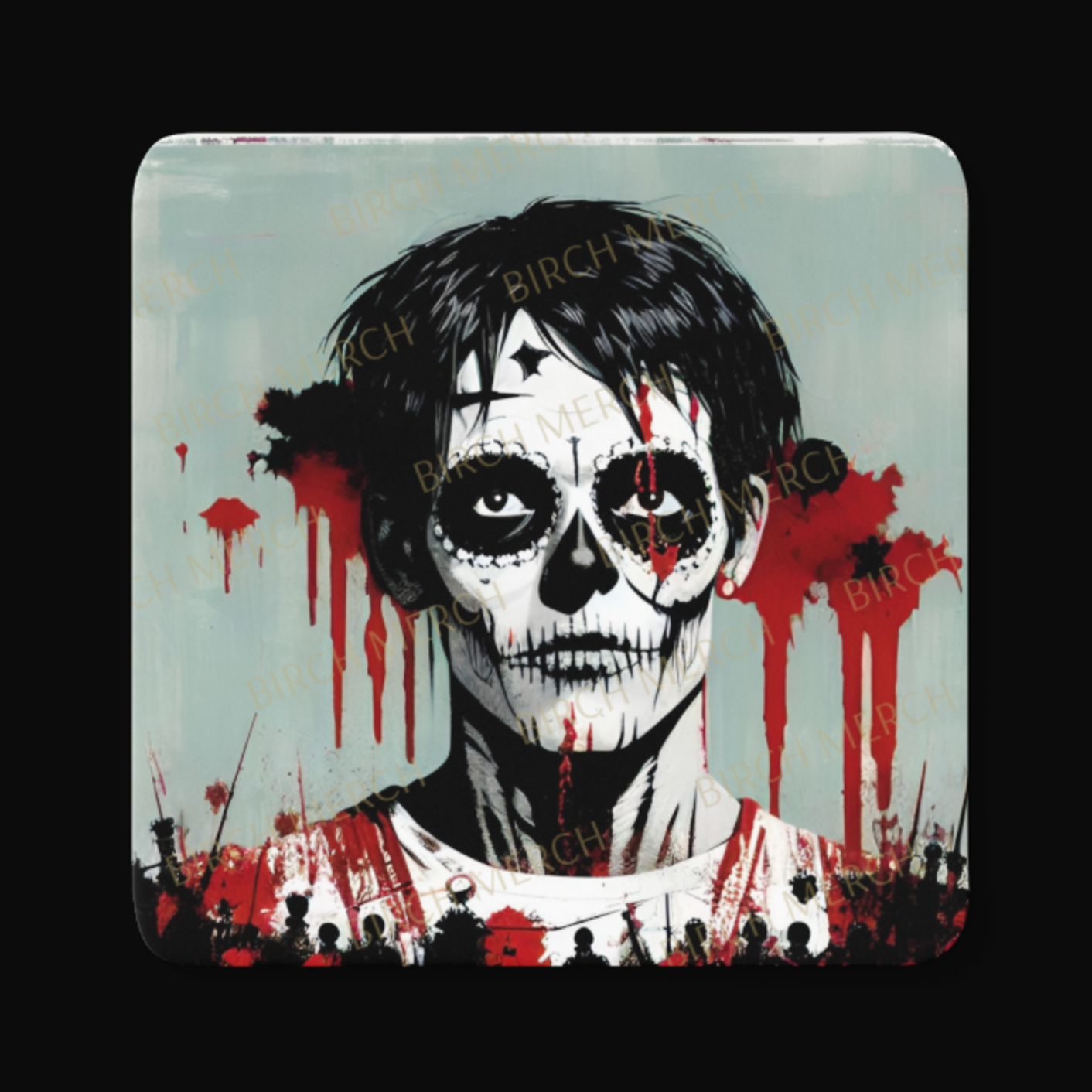 Horror Theme Square Coaster 9cm x 9cm Design 1