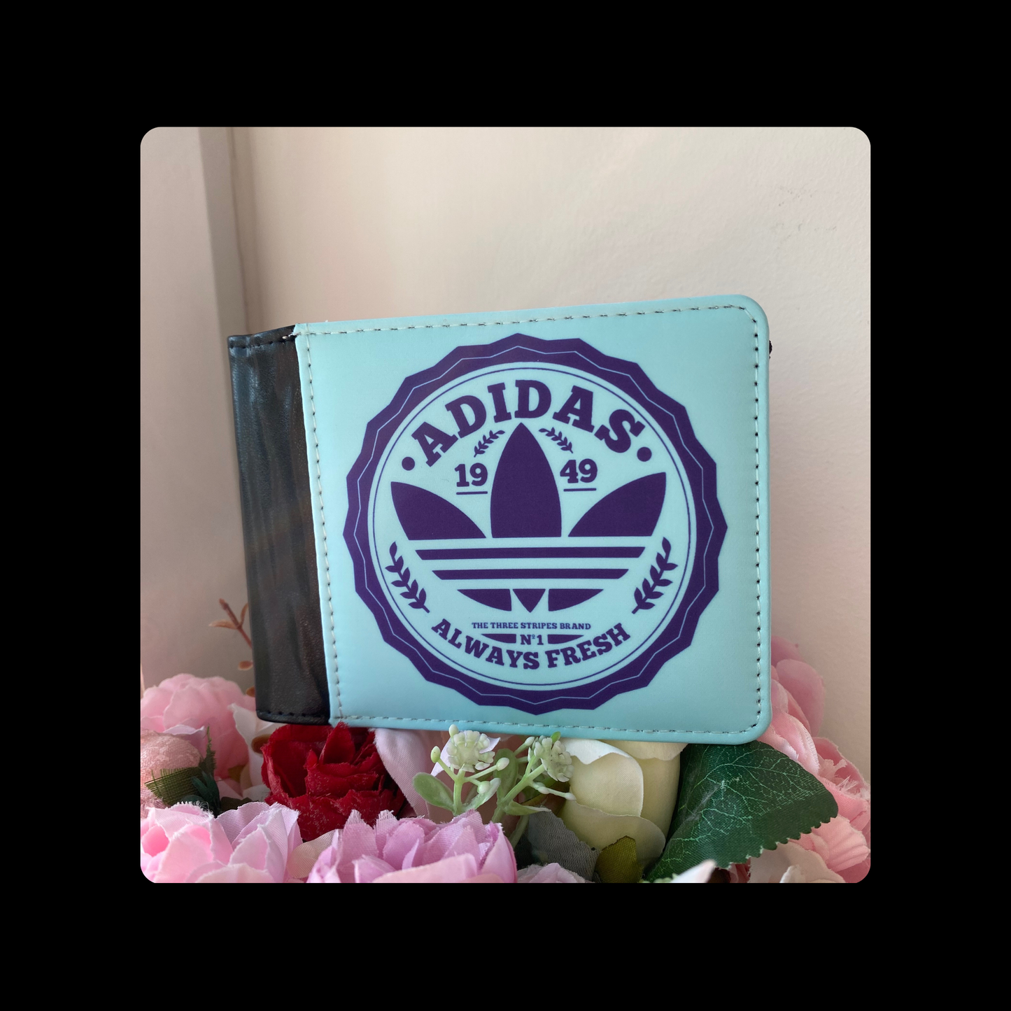Adidas Always Fresh Blue & Purple PU Material Wallet 10cm x 9.5cm