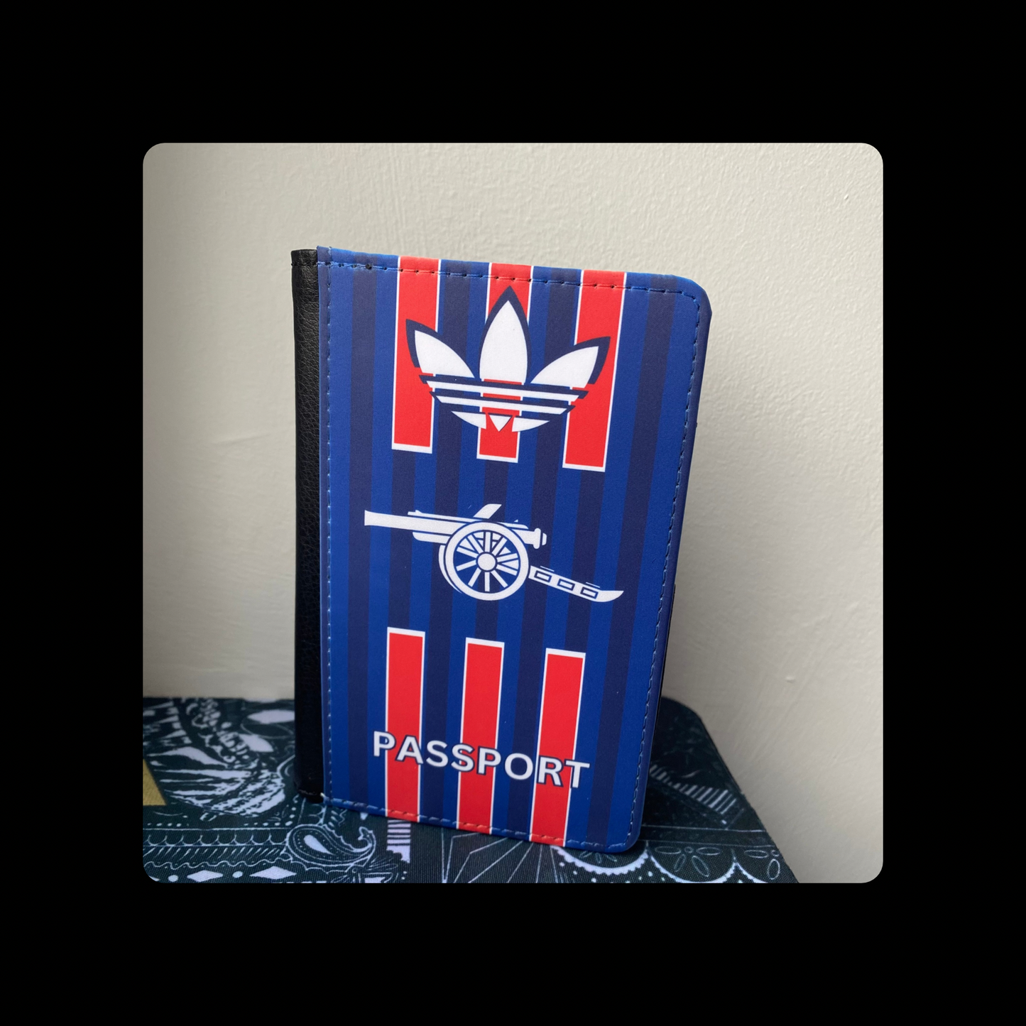 Arsenal Adidas Retro Cannon Navy PU Material Passport Holder Wallet 15cm x 10cm