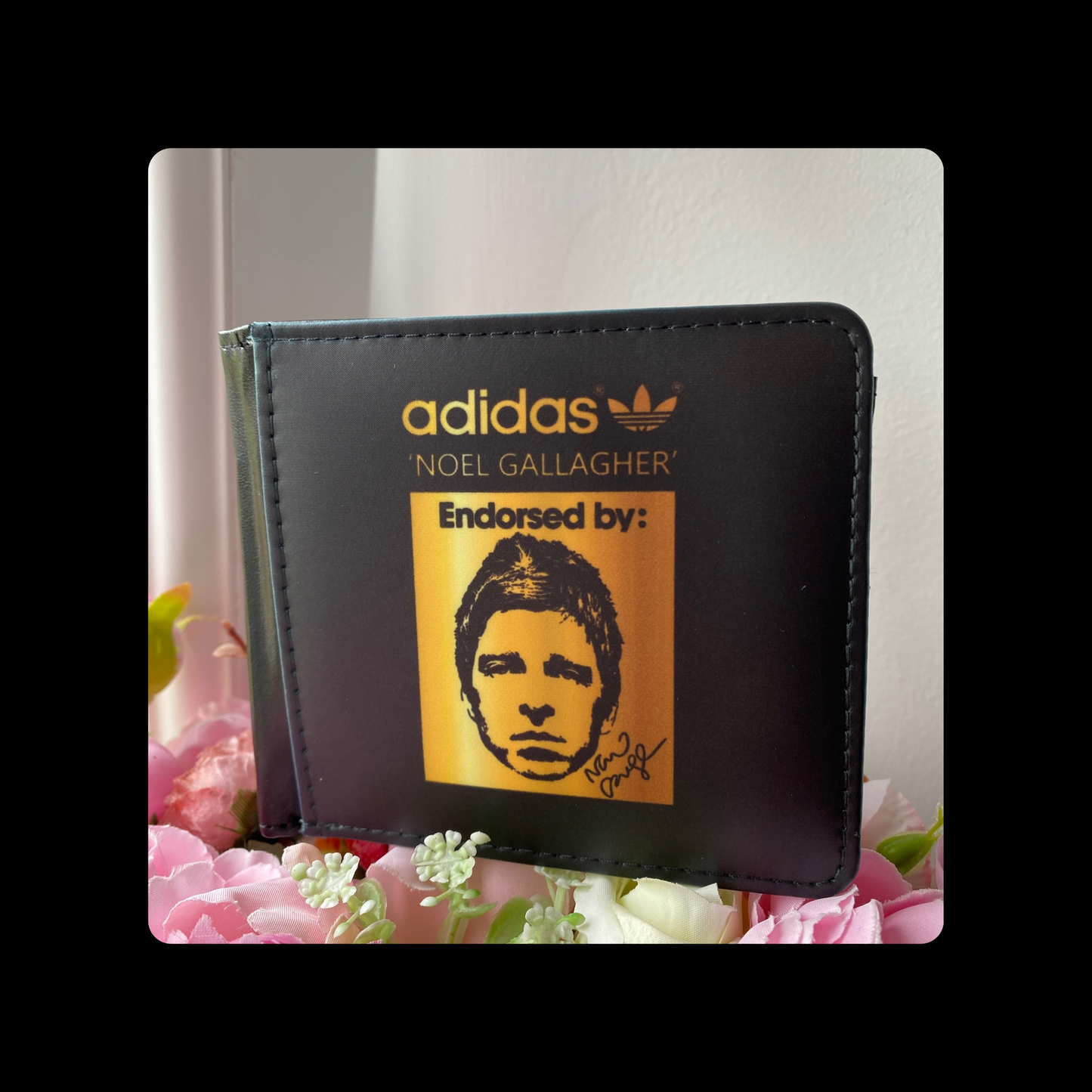 Adidas Endorsed By Noel Gallagher Black & Gold PU Material Wallet