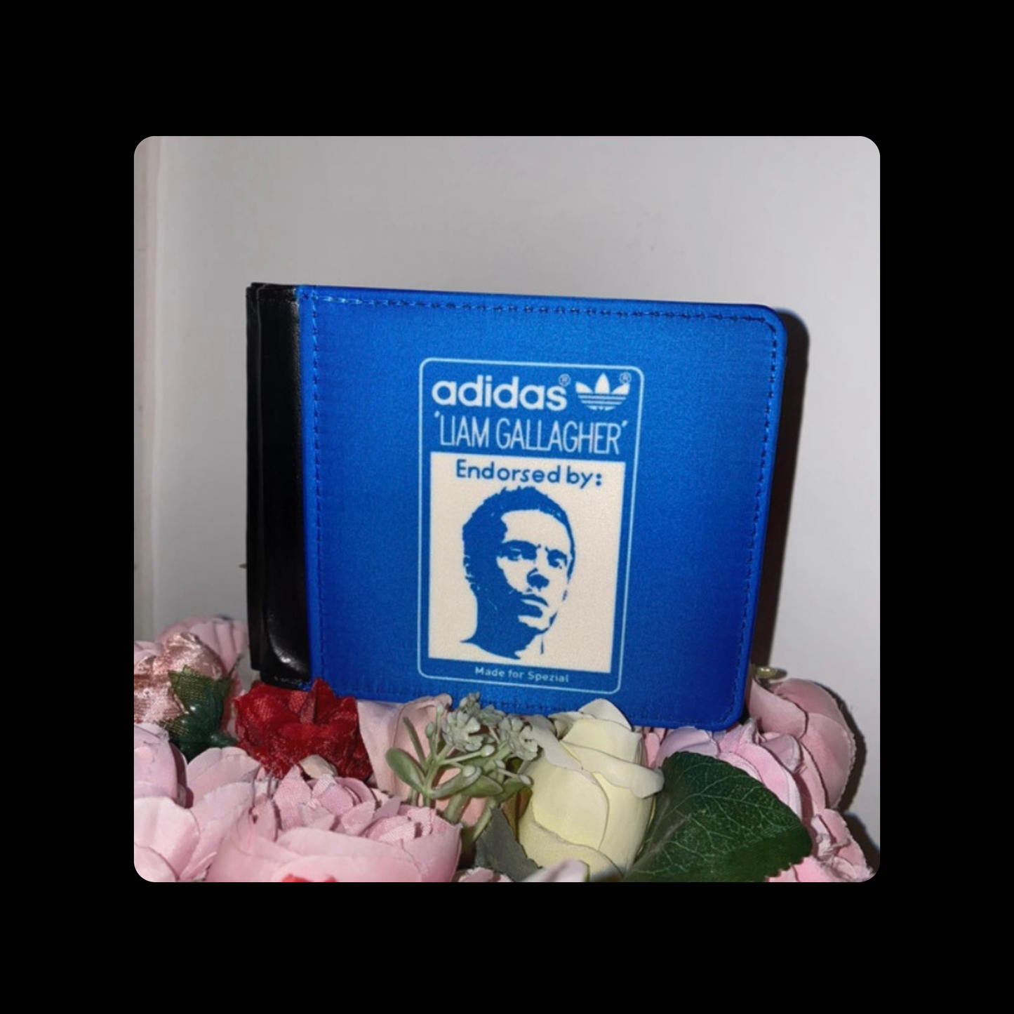 Adidas Liam Gallagher Blue & White PU Material Wallet 10cm x 9.5cm