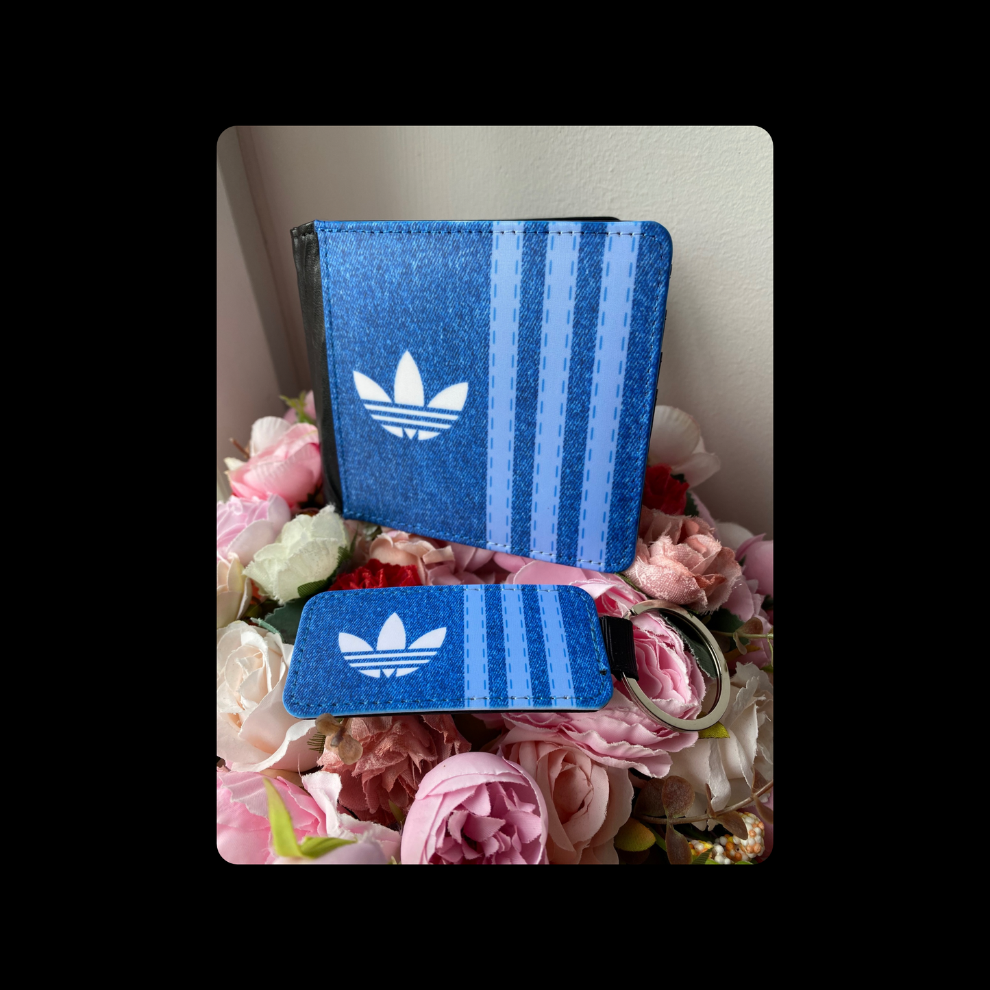 Adidas Jeans Denim Style PU Material Wallet & Keyring