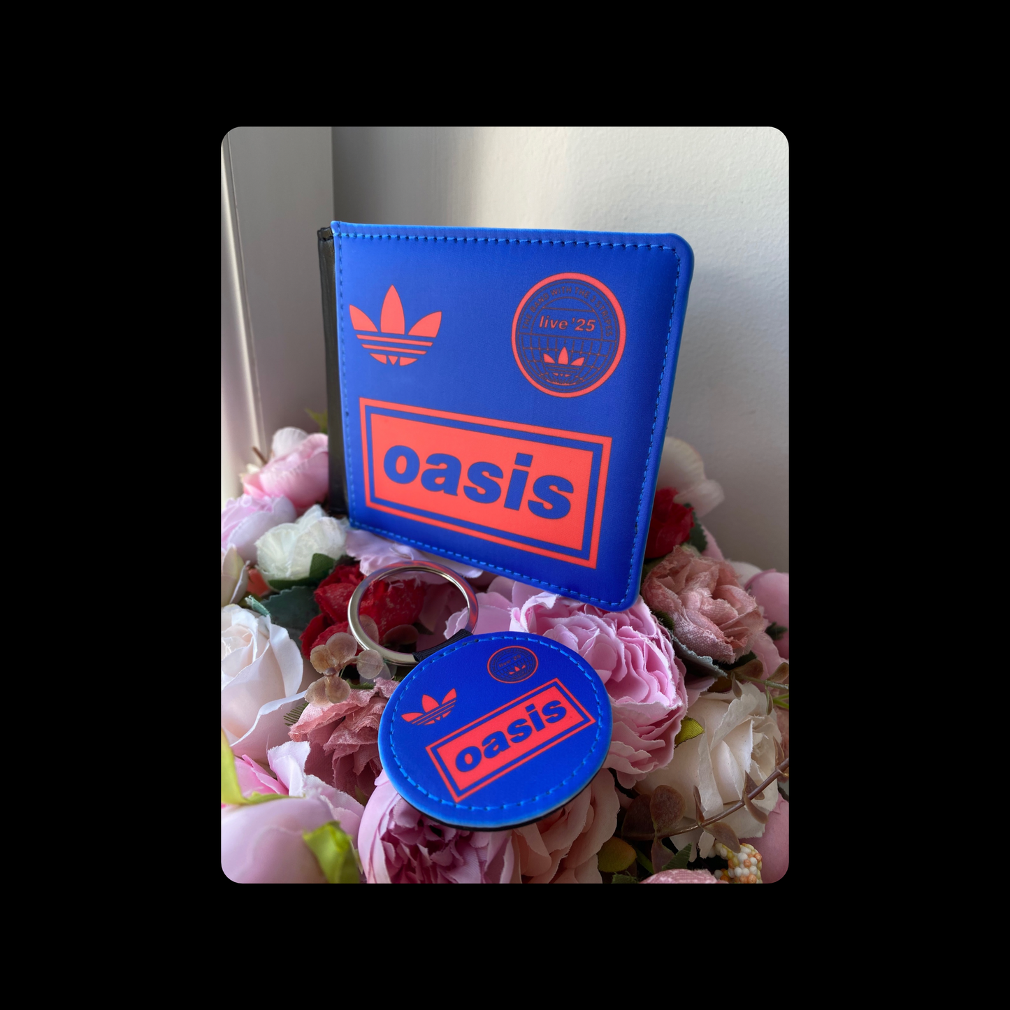 Adidas Oasis 25 Collaboration Blue & Red PU Material Wallet & Keyring