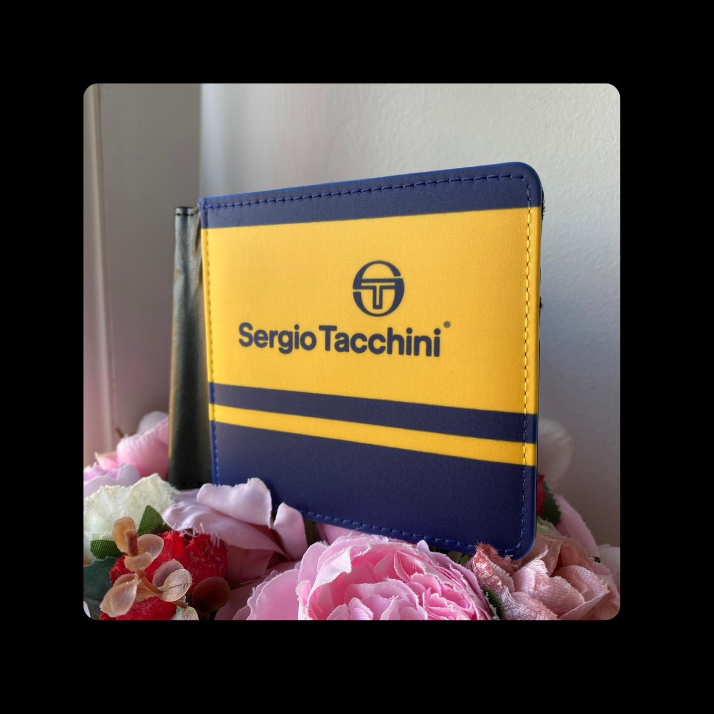 Sergio Tacchini Navy Blue & Yellow 80’s Football Casual Terrace Culture Style PU Material Wallet