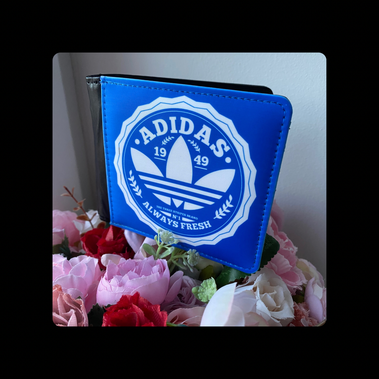 Adidas Always Fresh Blue & White PU Material Wallet 10cm x 9.5cm