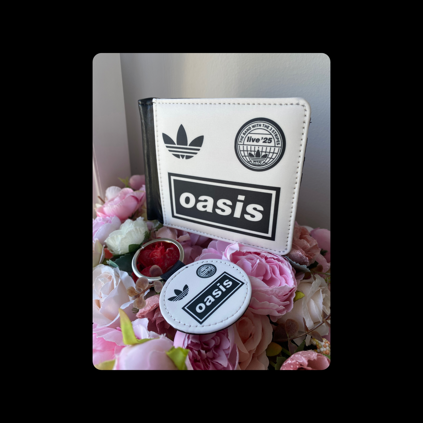 Adidas Oasis 25 Collaboration Cream & Black PU Material Wallet & Keyring