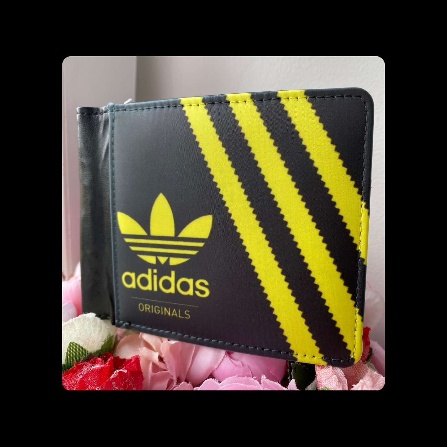 Adidas Originals Black & Yellow Shoebox Style PU Material Wallet