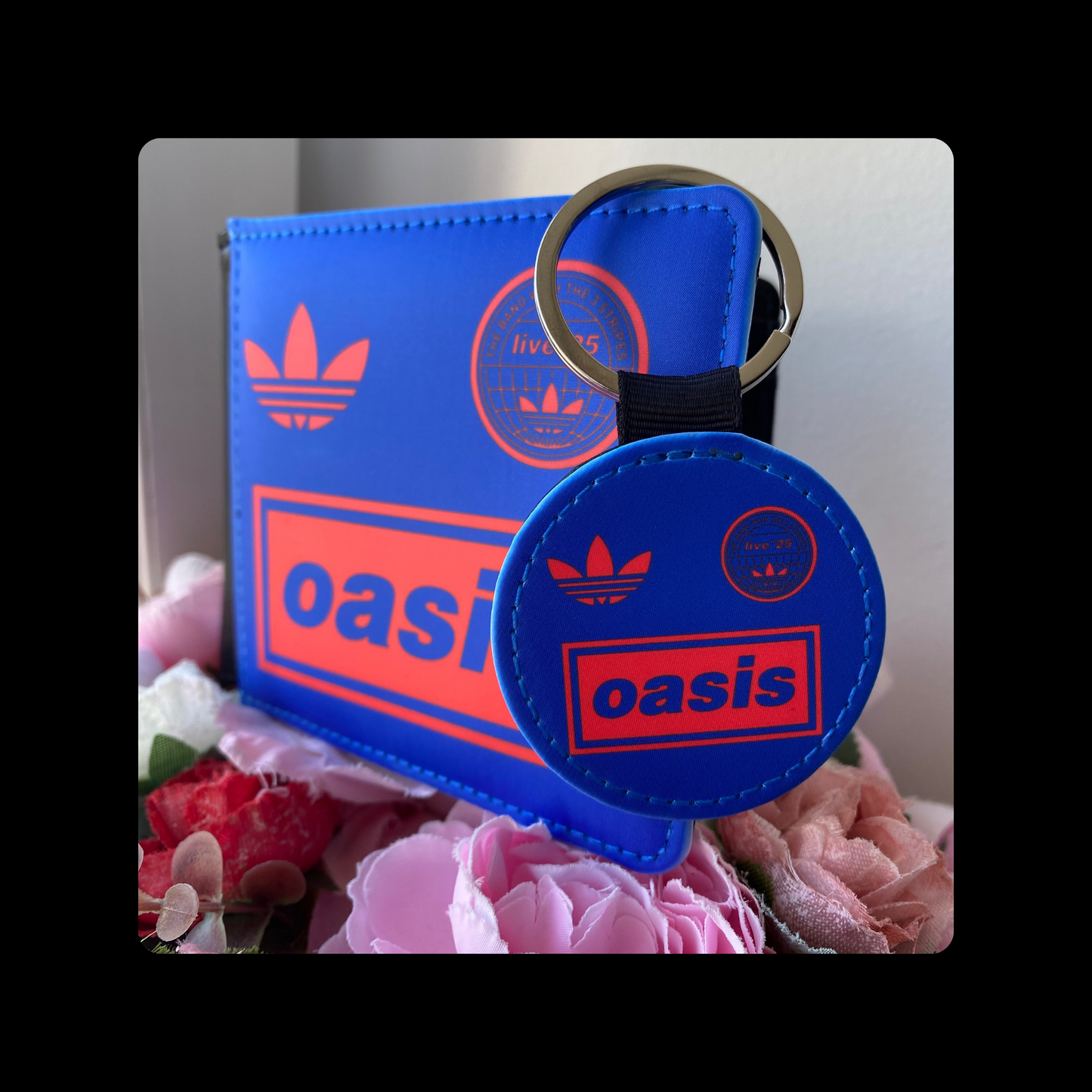 Adidas Oasis 25 Collaboration Blue & Red PU Material Wallet & Keyring
