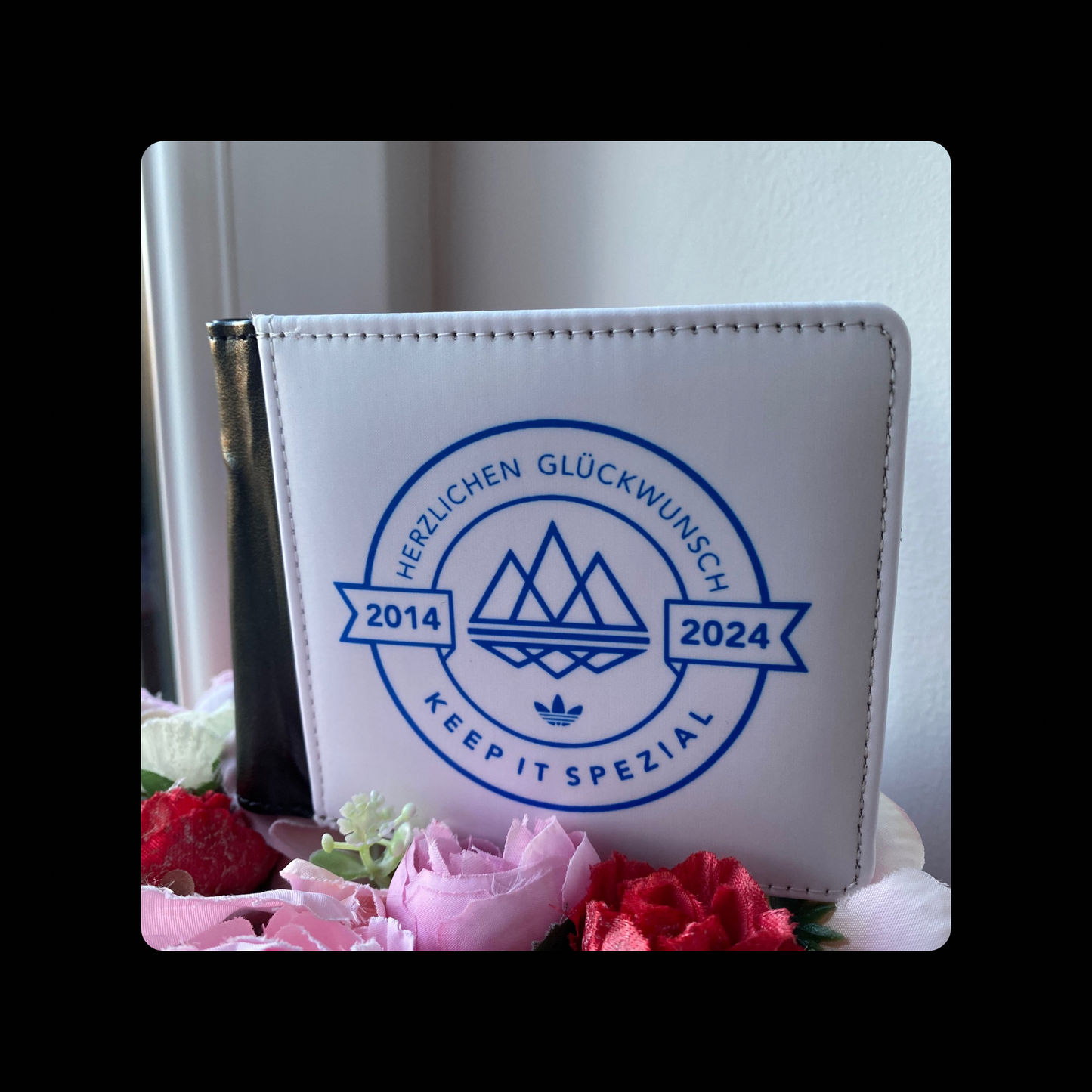 Adidas Spezial 10th Anniversary White & Blue PU Material Wallet 10cm x 9.5cm