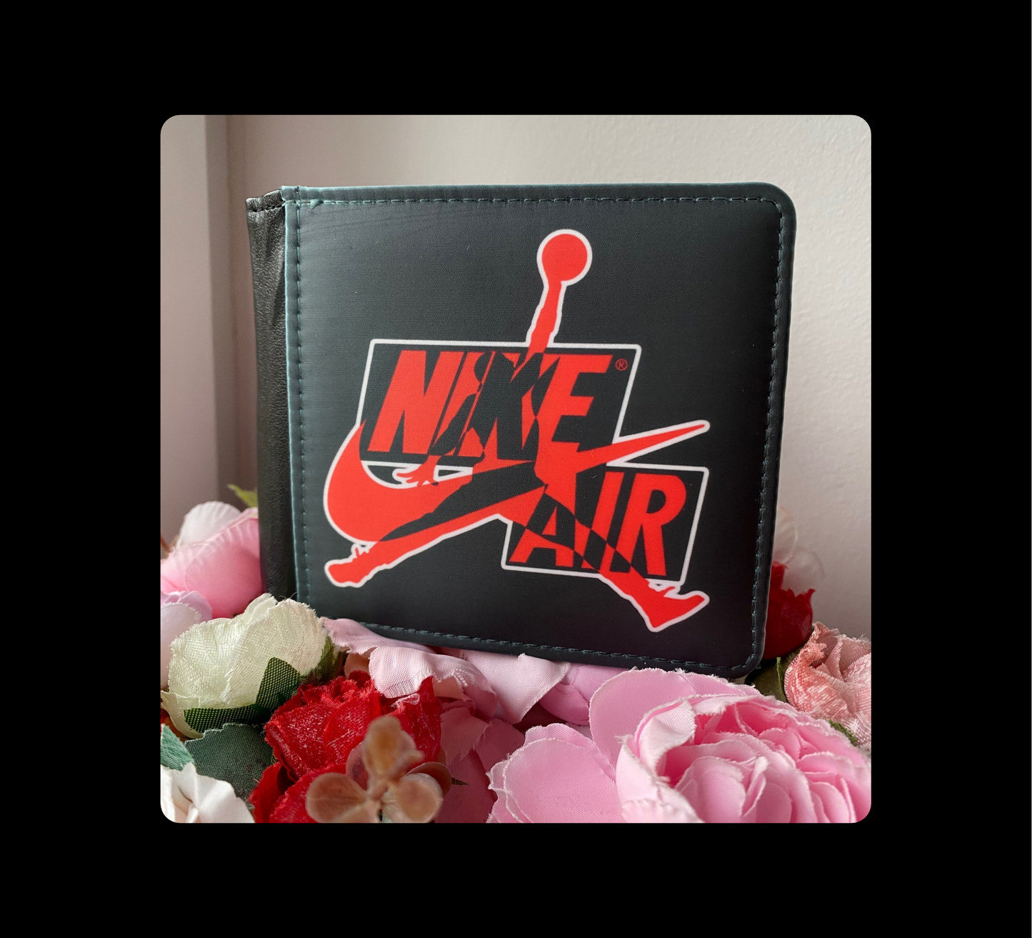 Nike Air Jordan Black & Red PU Material Wallet & Keyring
