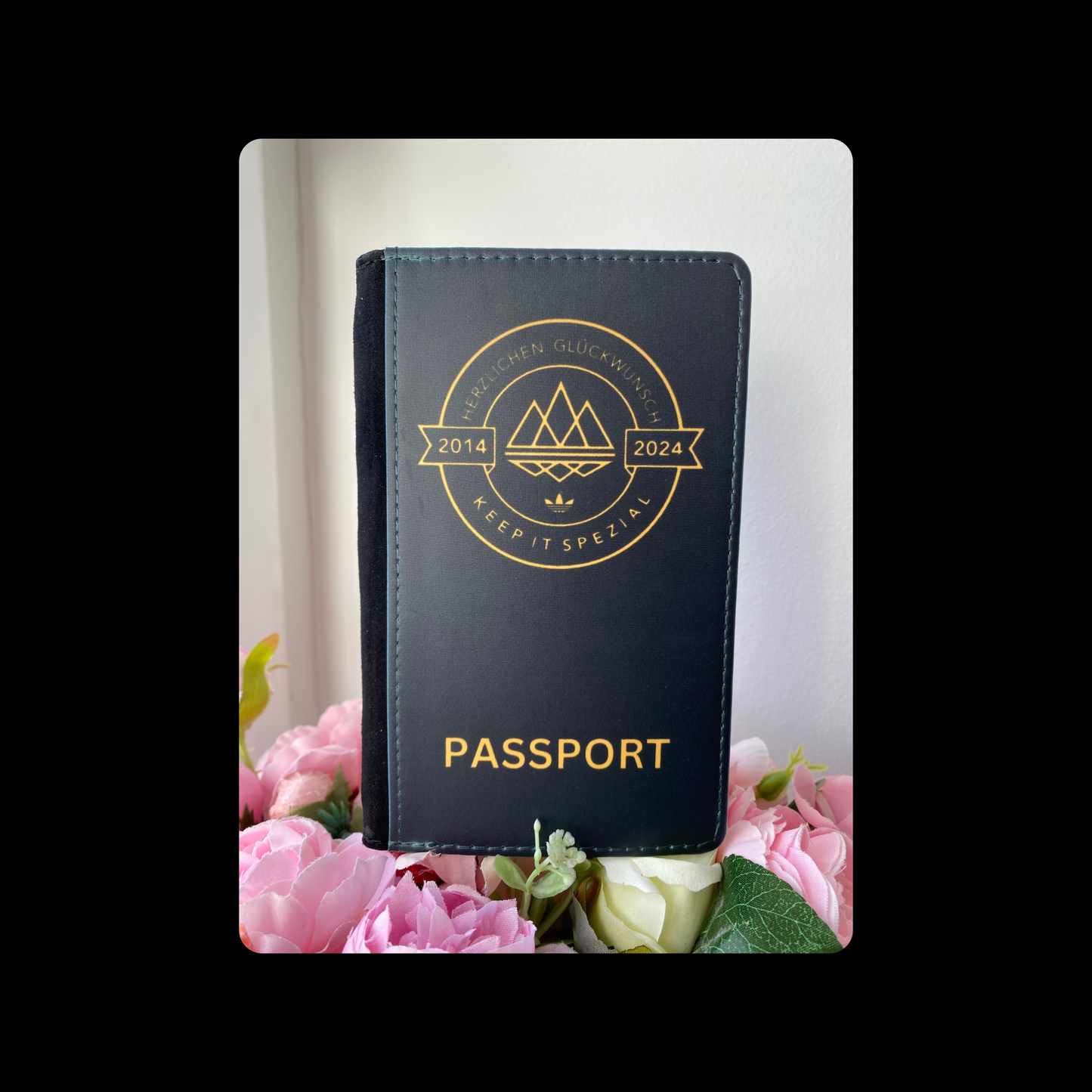 Adidas Keep It Spezial Black & Gold/Orange PU Material Passport Holder