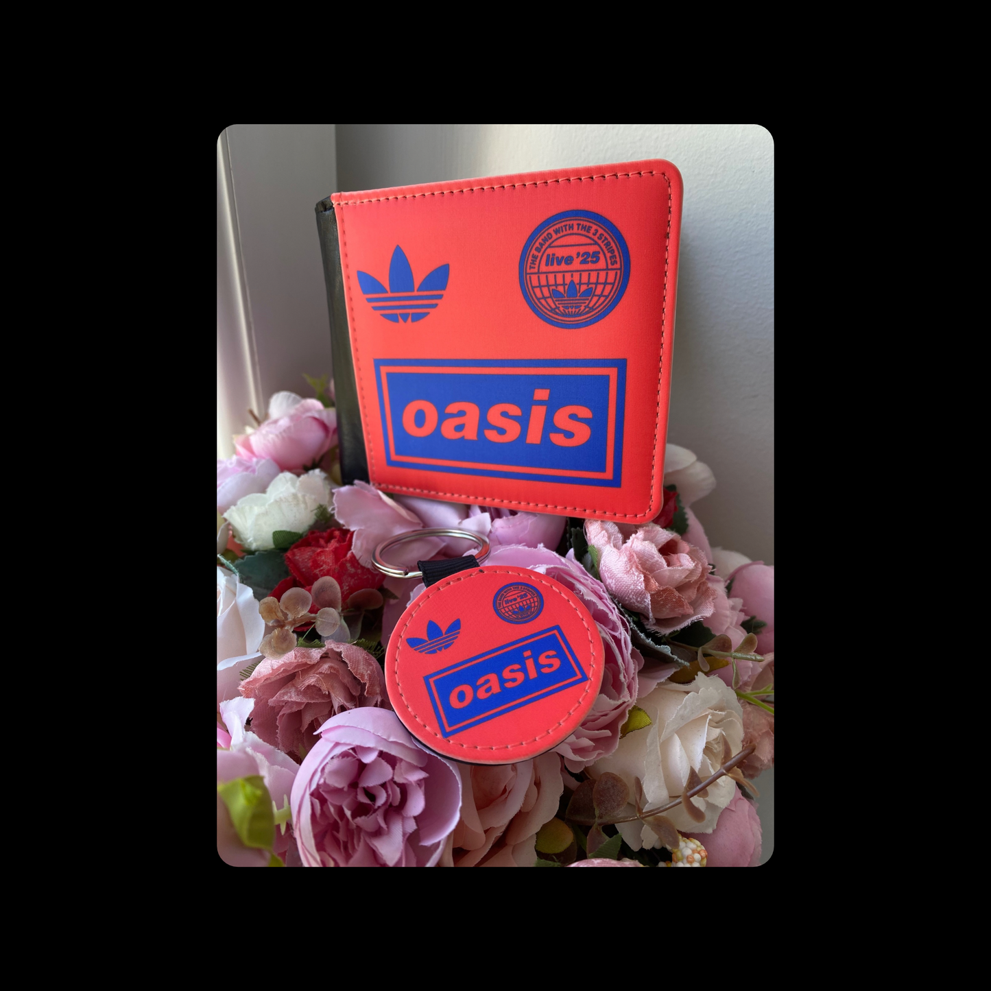 Adidas Oasis 25 Collaboration Red & Blue PU Material Wallet & Keyring