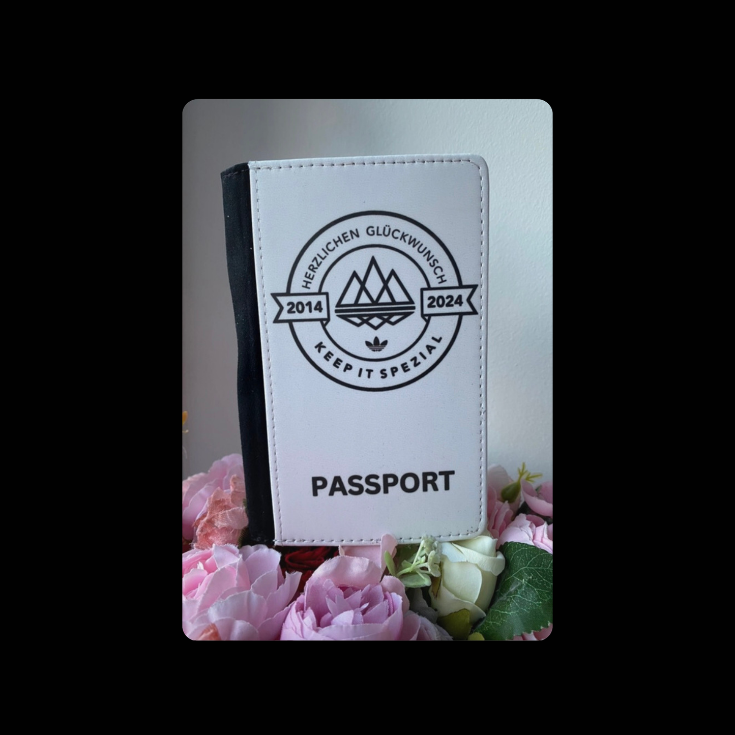 Adidas Keep It Spezial White & Black PU Material Passport Holder