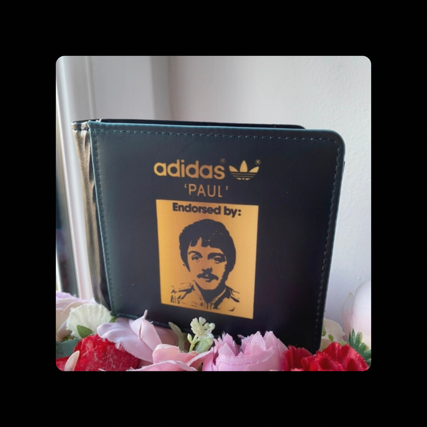 Adidas Endorsed By The Beatles Paul McCartney Black & Gold PU Material Wallet