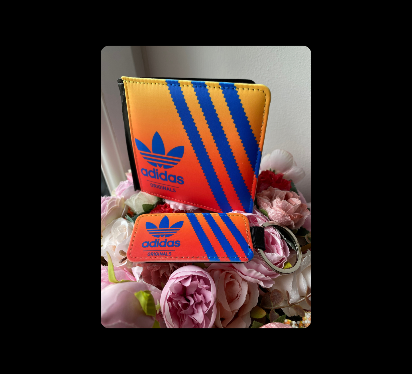 Adidas Originals Orange, Yellow & Blue PU Material Wallet & Keyring