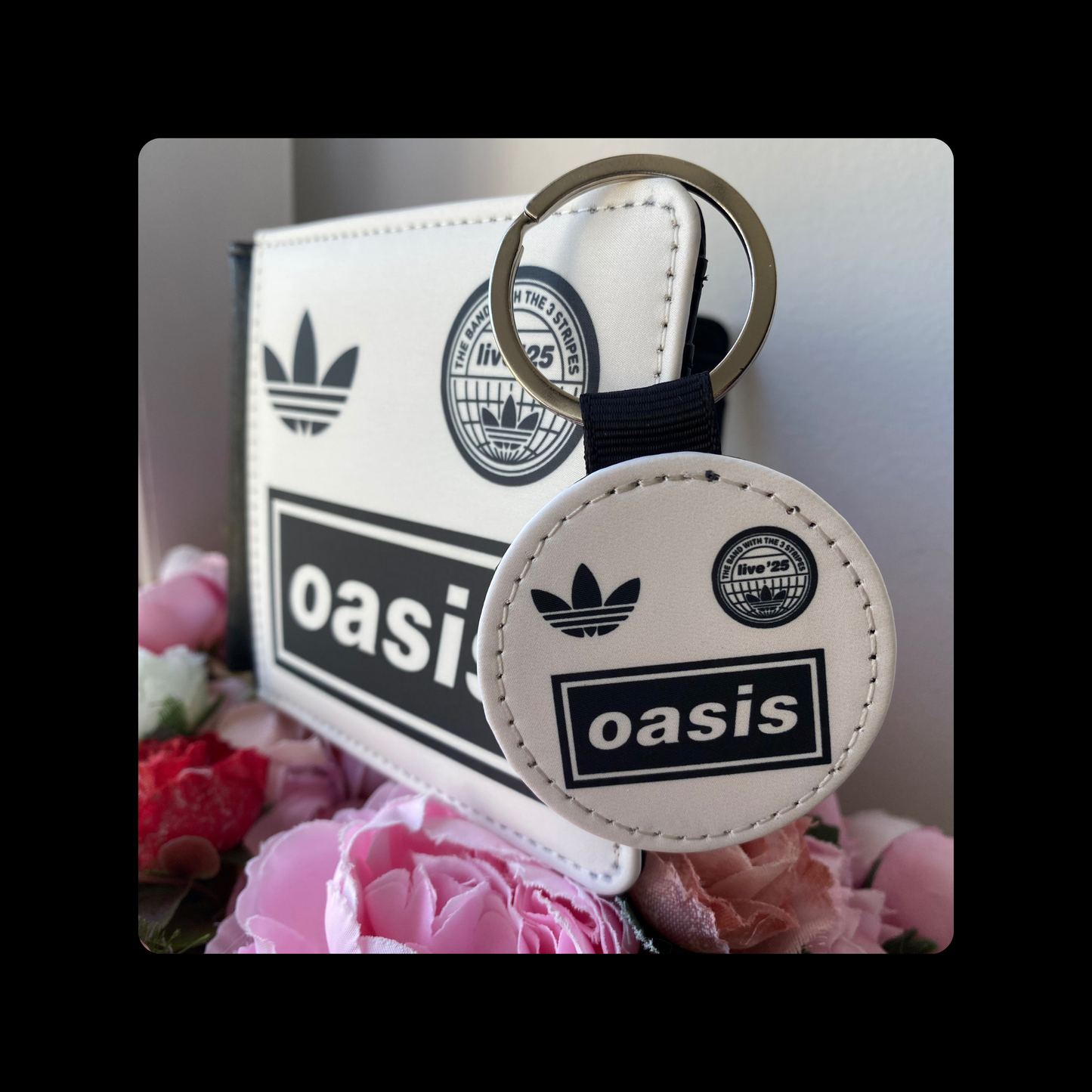 Adidas Oasis 25 Collaboration Cream & Black PU Material Wallet & Keyring