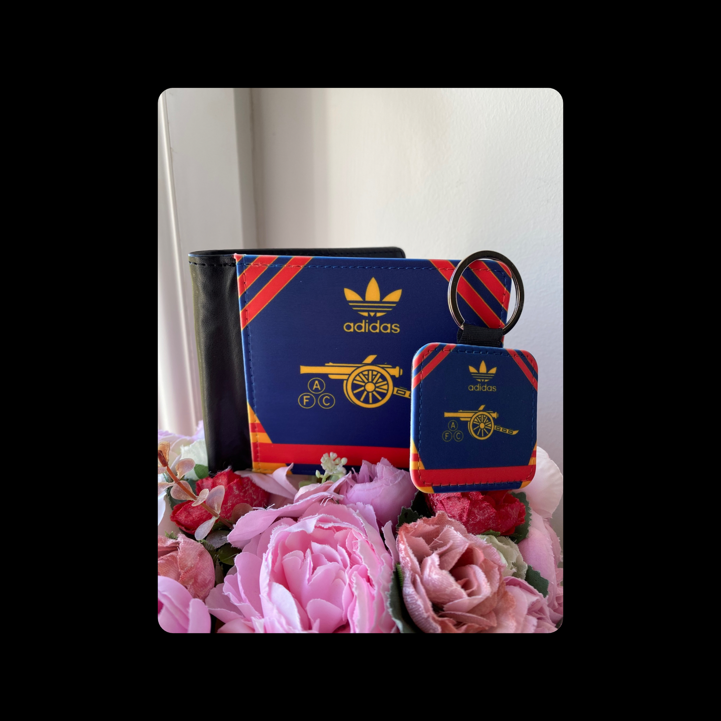 Arsenal Adidas Originals Retro Cannon Navy PU Material Wallet & Keyring Gift Box