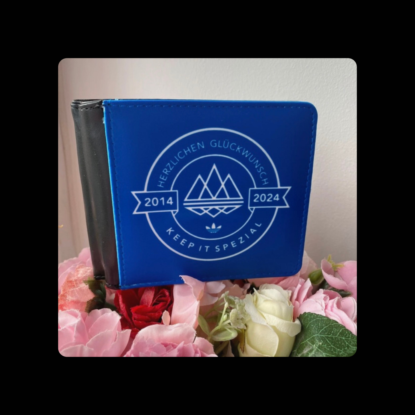 Adidas Spezial 10th Anniversary Blue & White PU Material Wallet 10cm x 9.5cm