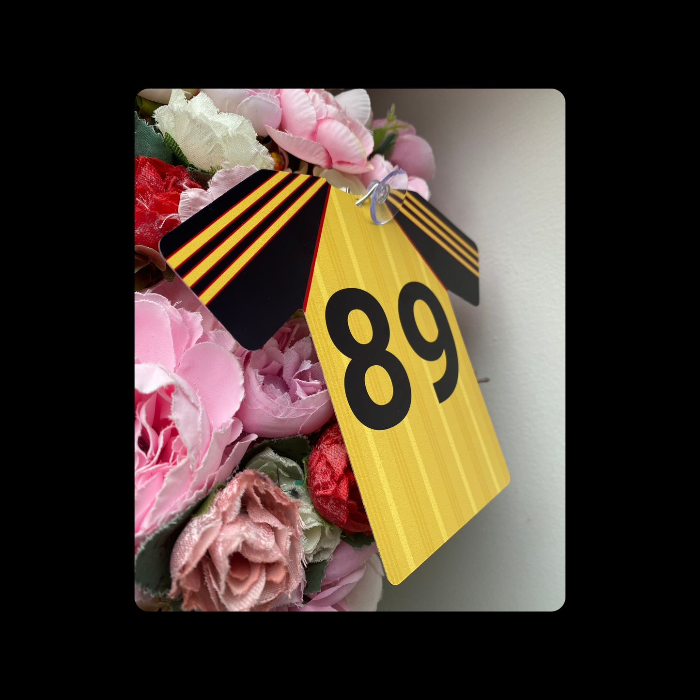 Arsenal 1989 Yellow Away Shirt Double Sided Window Signs 12cm x 15cm (Includes Suction Hook)