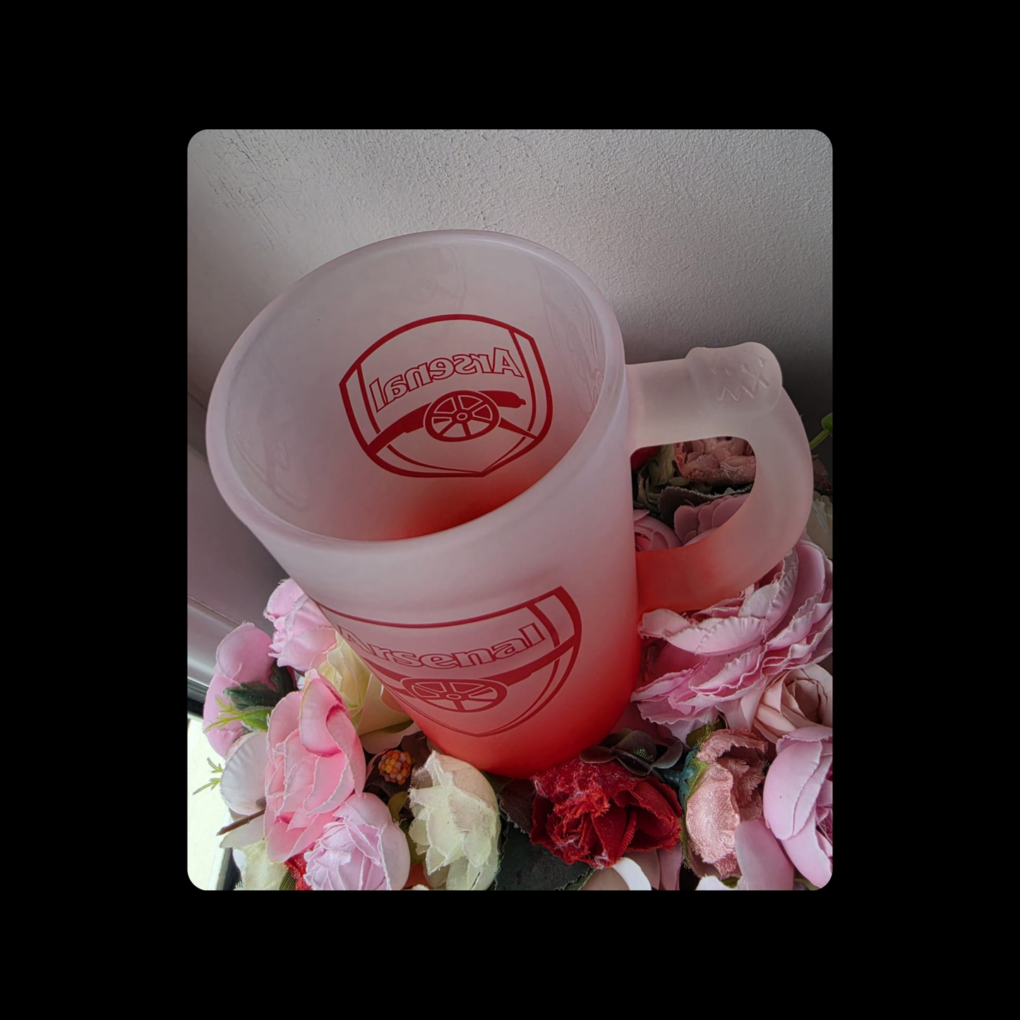 Arsenal Current Badge 16oz (474ml) Red & White Frosted Stein