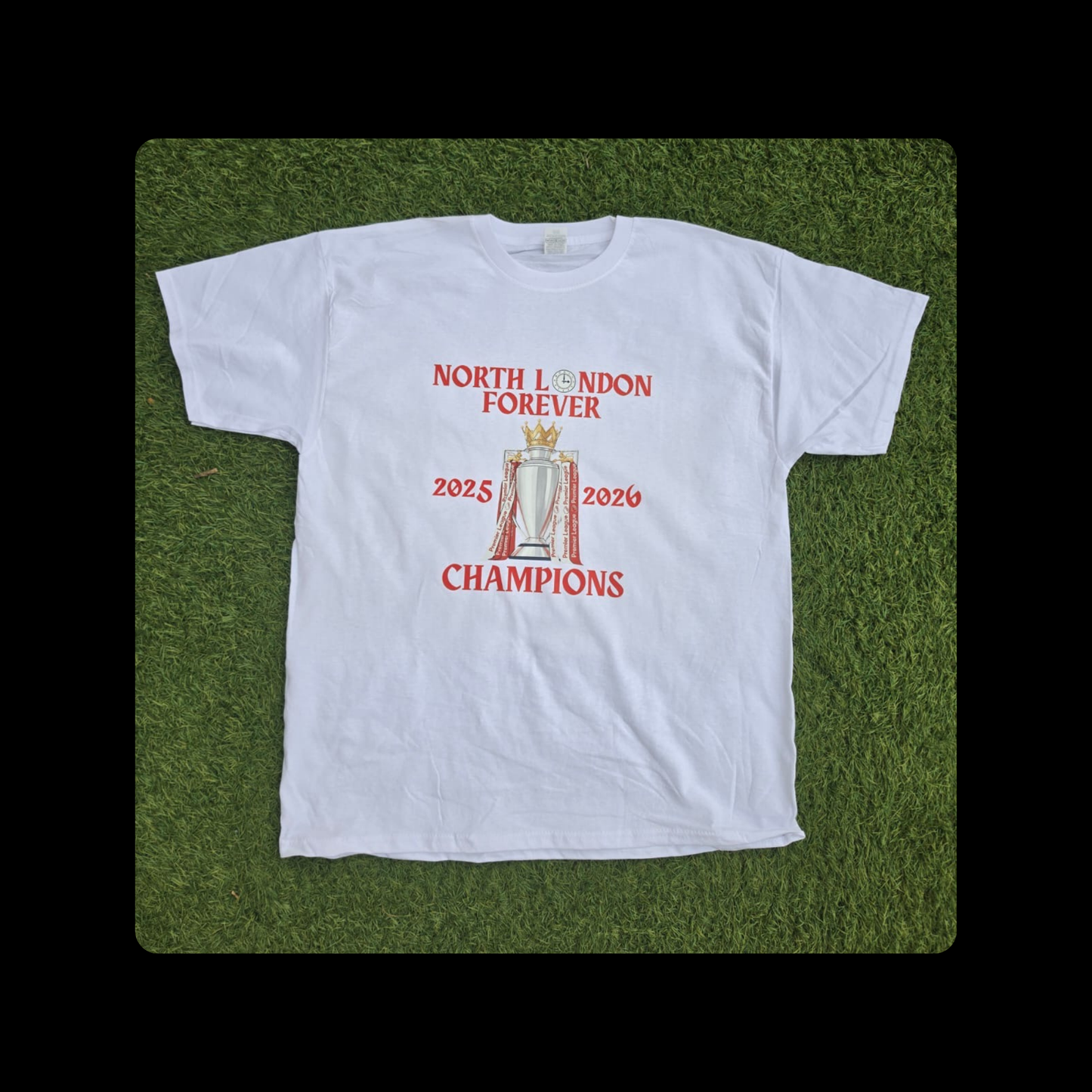 Champions North London Forever Red Text Short Sleeved 100% Cotton White T-Shirt