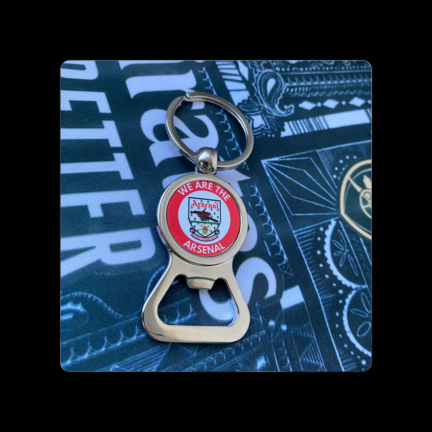 Arsenal 1990-1993 Badge We Are The Arsenal Metal Keyring Bottle Opener