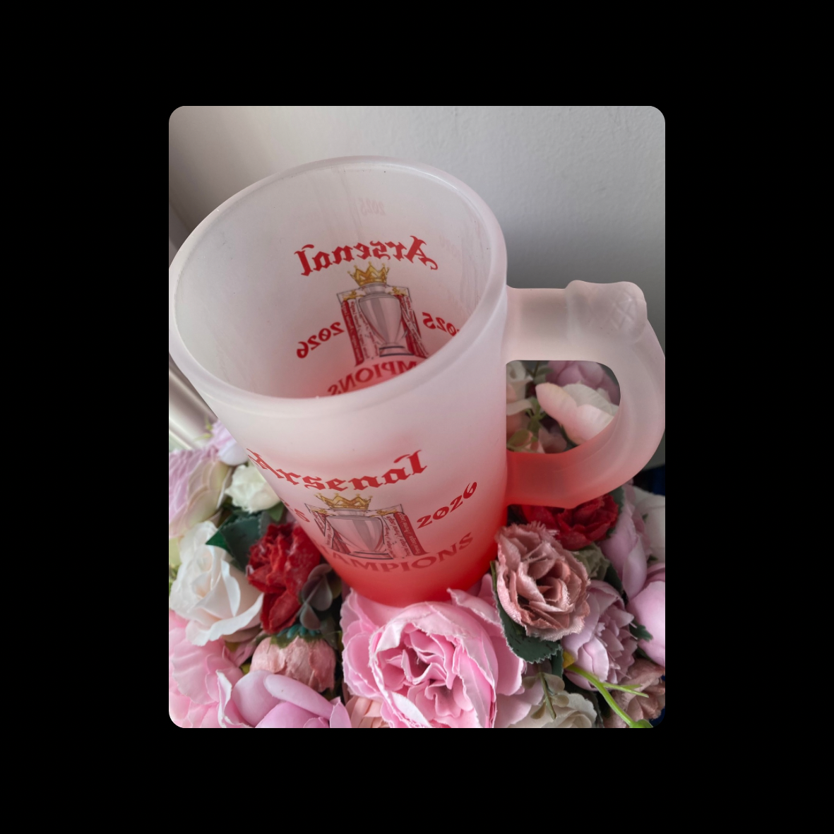 Arsenal Champions 16oz (474ml) Red & White Frosted Stein