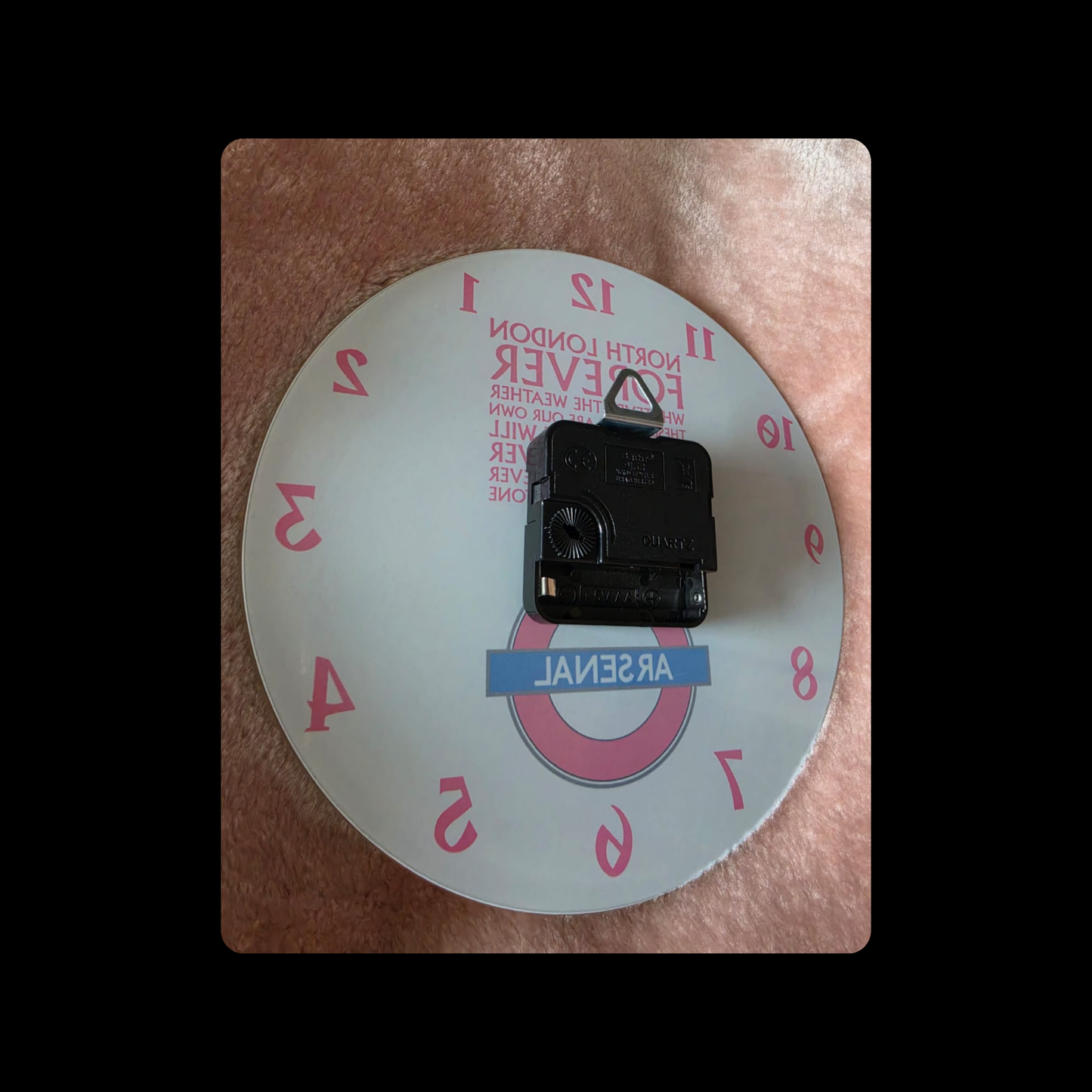 Arsenal North London Forever Lyrics Tube Sign Round Glass Clock 20cm (8")