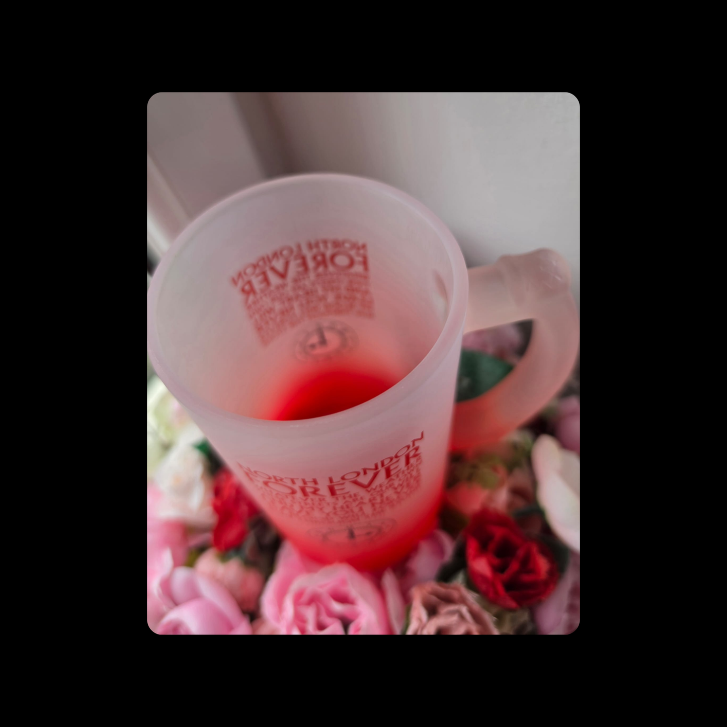 Arsenal North London Forever Lyrics Clock End Clock 16oz (474ml) Red & White Frosted Stein