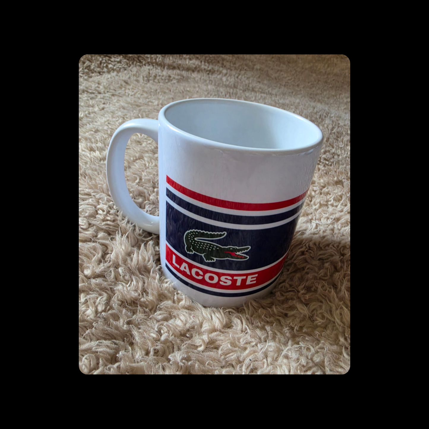 Lacoste White, Navy & Red 11oz (330ml) Ceramic Mug