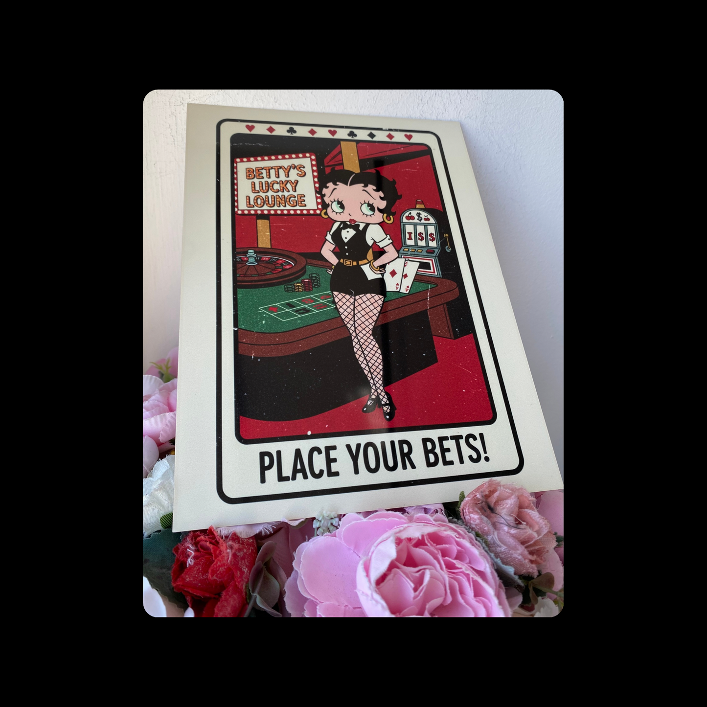 Betty Boop Casino Croupier Metal Bar Sign 15cm x 20cm