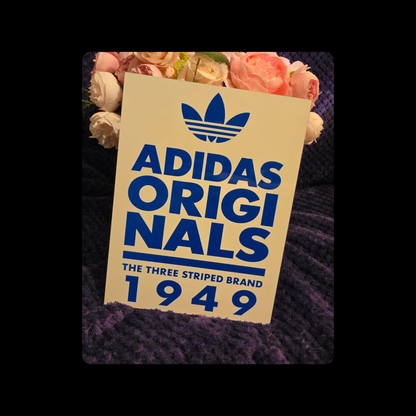 Adidas Originals Blue & White Metal Bar Sign 15cm x 20cm