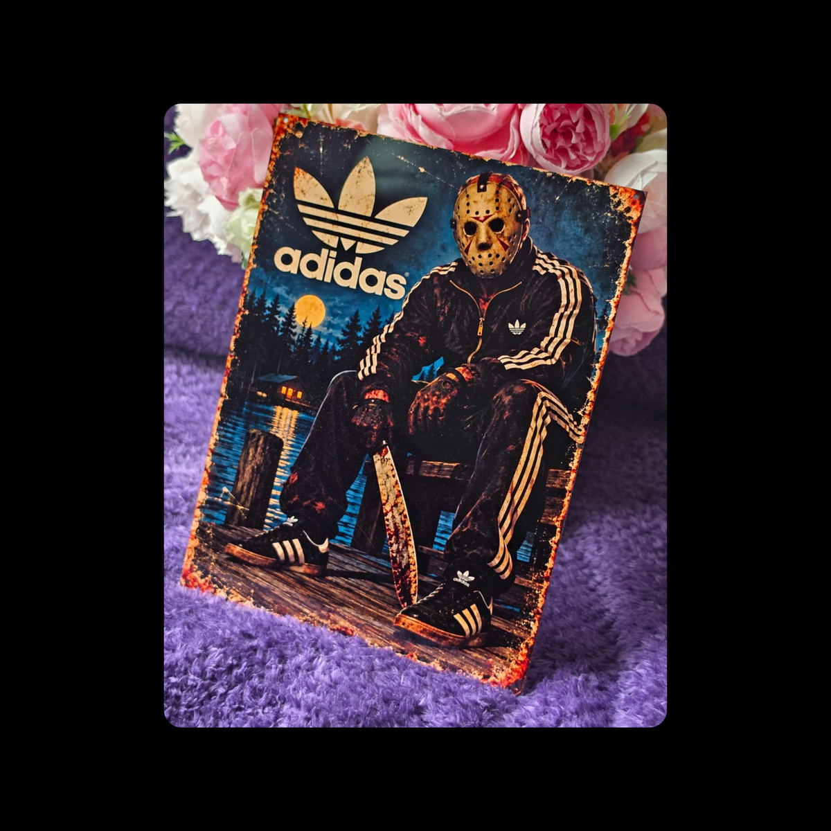 Adidas Jason Voorhees Metal Bar Sign 15cm x 20cm