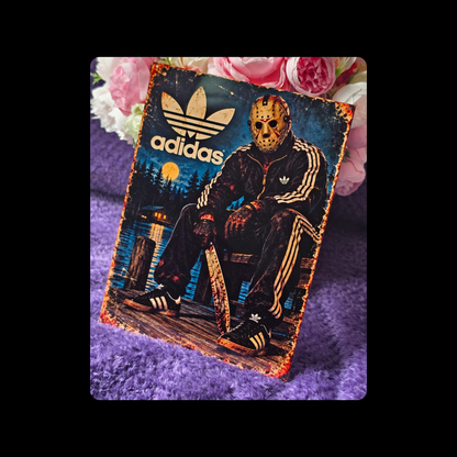Adidas Jason Voorhees Metal Bar Sign 15cm x 20cm