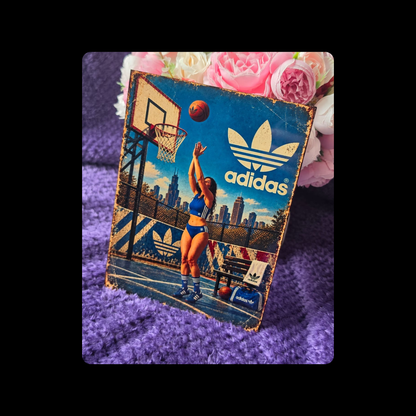 Adidas Pin Up Girl Basketball Metal Bar Sign 15cm x 20cm