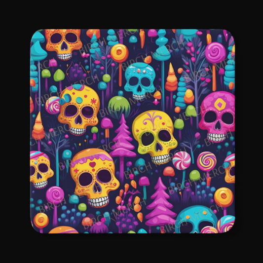 Candy Skull Forest Square Coaster 9cm x 9cm Design 8