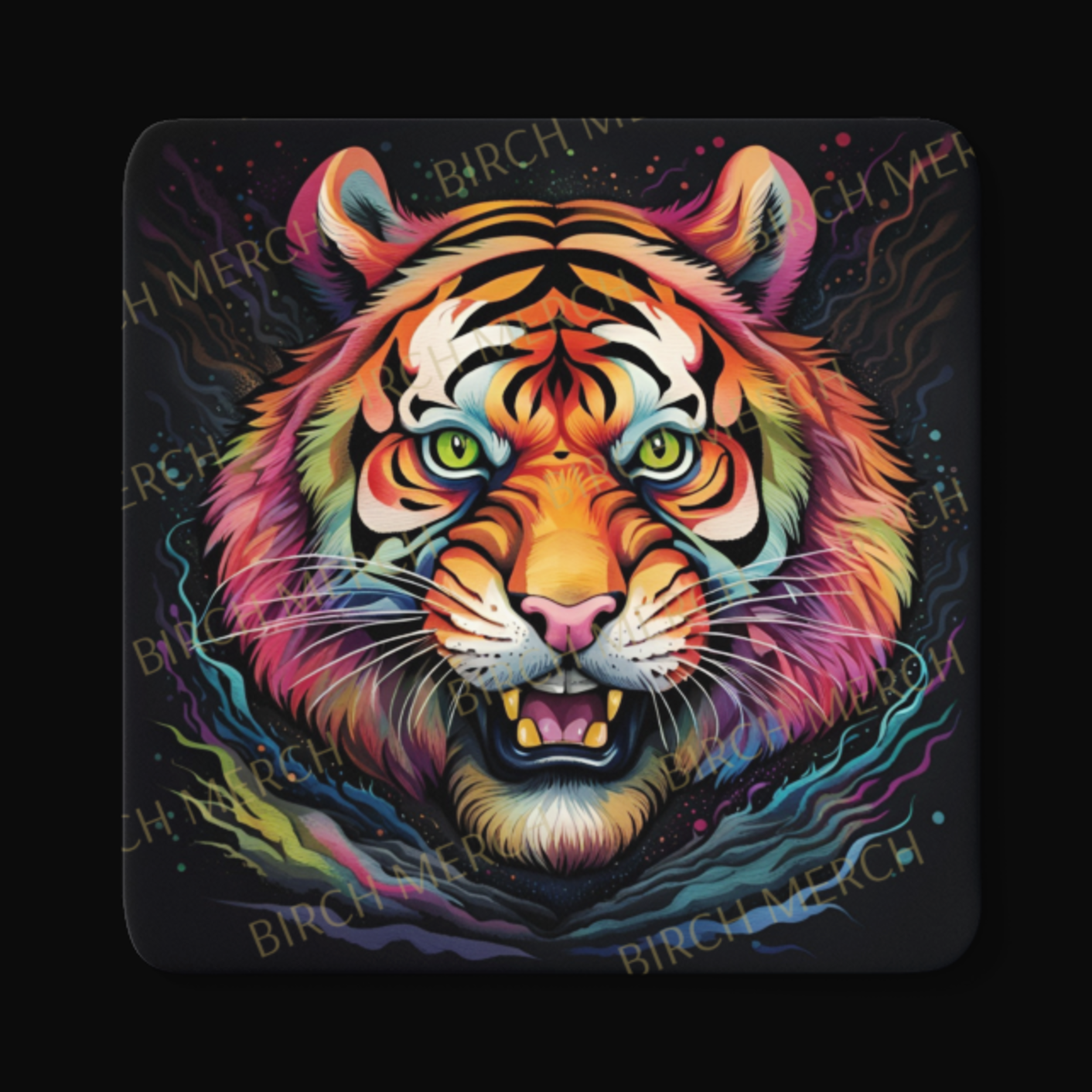 Tiger Square Coaster 9cm x 9cm Design 10