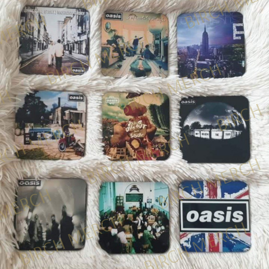 Oasis Album Cover & Logo 9 Square Coaster Set 9cm