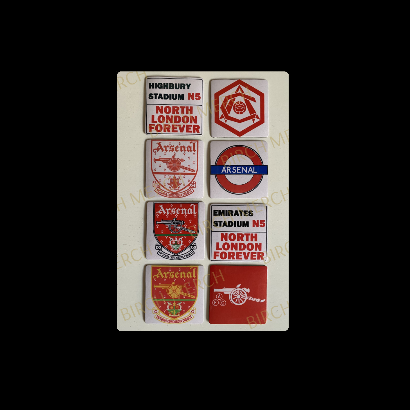 Arsenal 8 Different Designs Square Magnet Set 6.5cm x 6.5cm