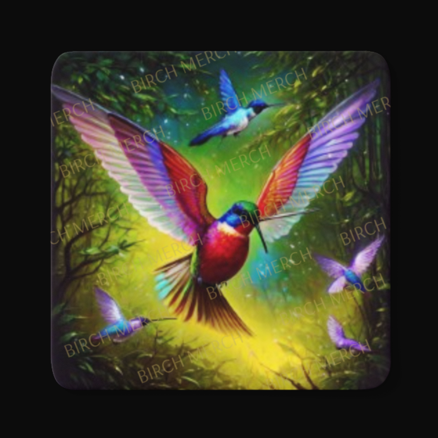 Hummingbird Square Coaster 9cm x 9cm Style B Design 3