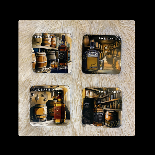 Jack Daniel's Square 4 Coaster Set 9cm x 9cm Design 1